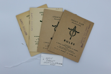 Booklet, Legacy Club Melbourne Rules, 1953