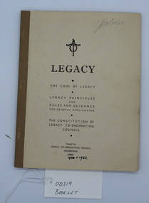 Booklet, Legacy / The Code of Legacy / Legacy Principles and Rules for Guidance, 1952