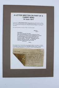 Document, Letter written on part of a fabric wing 14 June 1917, 1917