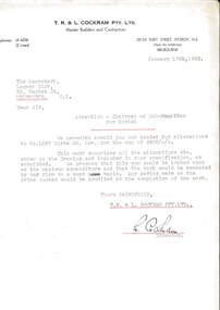 Letter, Alterations to 1267 Burke Road