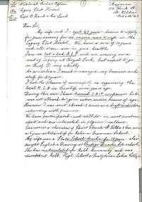 Letter, re. Captain Frank and Mrs Frank