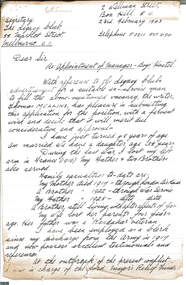 Letter - Document, letter, re. Appointment of Manager - Boy's Hostel
