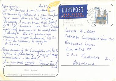 Postcard, Correspondence from travelling Legatees
