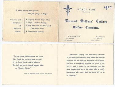 Document, History of Welfare Committee, 1927 ; 1938 ; 1950 ; 1966