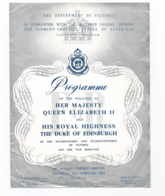 Programme, Programme of the Welcome to Her Majesty Queen Elizabeth II and His Royal Highness The Duke of Edinburgh, 1954