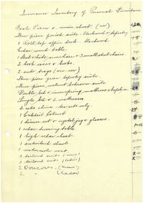Document, Insurance Inventory of Personal Furniture