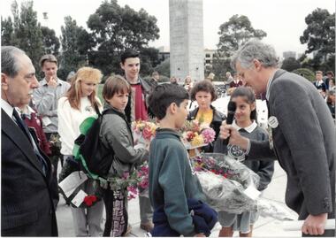 Photograph, Anzac commemoration for students, 198?