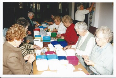 Photograph - Photo, Stamp sorting, Widows activities