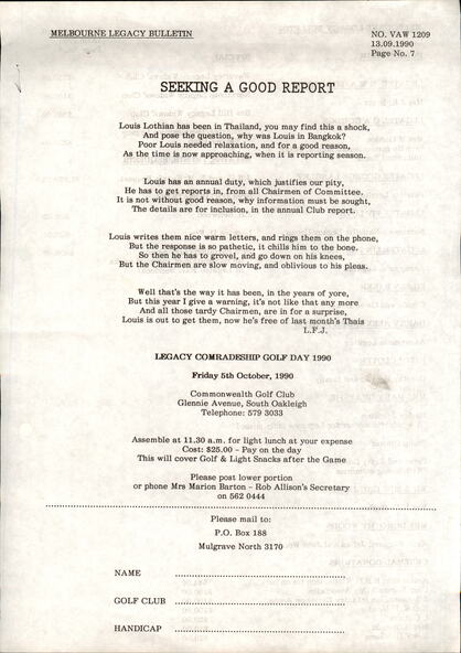 Booklet - Poem, Terse Verse, 1991