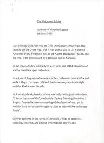 Document - Speech, The Unknown Soldier, 06/07/1993