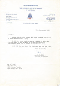 Letter - Document, letter, 15/12/1980