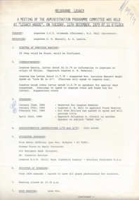 Document - Document, minutes, MELBOURNE LEGACY. Administration Programme Committee, 1979