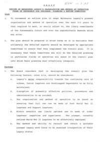 Document - Report, Review of Melbourne Legacy's Organisation and Method of Operation Terms of Reference for Chairman, Planning & Review Committee, 1993
