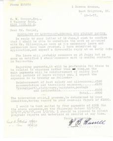 Letter, Biography of Lieutenant-General Sir Stanley Savige, 18/06/1957
