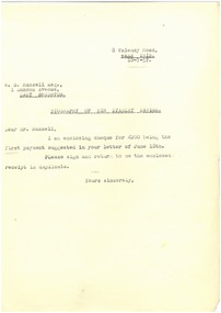 Letter, Biography of Sir Stanley Savige, 1957