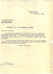 Letter, Biography of Lieutenant-General Sir Stanley Savige, 1957