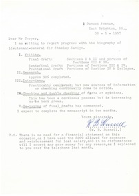 Letter - Documents, correspondence, 1958