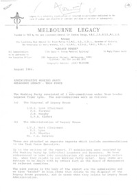 Document, Administrative Working Party Melbourne Legacy - Task Force