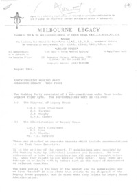 Document, Administrative Working Party Melbourne Legacy - Task Force