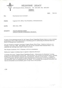 Document, Draft Refined Brief. Legacy House Upgrading Project, 1990