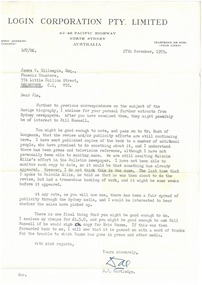 Document, Letter to Jim Gillespie, 1959