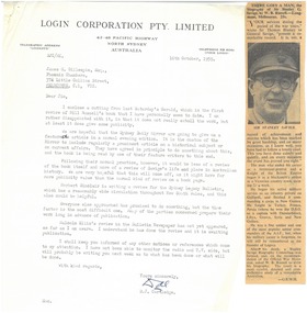 Letter, Letter to Jim Gillespie, 1959