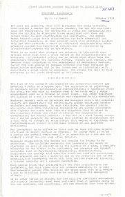 Document, Business Leadership:  first Luncheon Address delivered to Legacy Club (H45), 1923