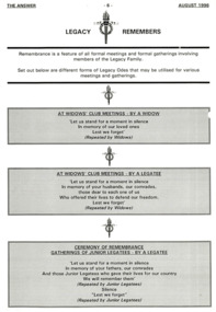 Document, Legacy Remembers, 1996