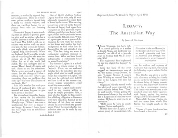 Document, Legacy:  the Australian way, 1956
