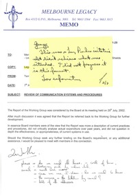 Document - Document, memorandum, Review of Communications Systems and Procedures, 2002