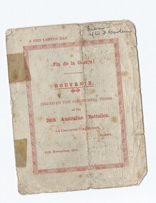 Booklet, Red Letter Day. Fin de la Guerre! Souvenir, 1918
