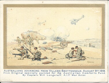 Postcard, Australians Advancing from Villers-Brettonneux. August 8th 1918, 1918