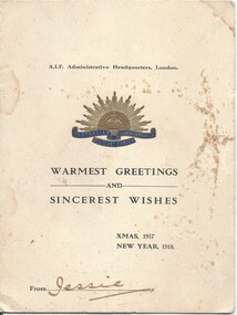 Postcard - Document, card, Warmest Greetings and Sincerest Wishes Xmas 1917, New Year 1918, 1917