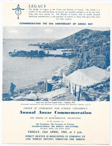 Programme, Annual ANZAC Commemoration Ceremony for Students, 1965