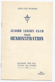 Programme, Junior Legacy Club Annual Demonstration 1941, 1941