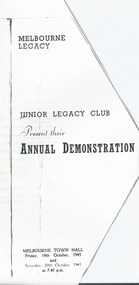 Programme, Junior Legacy Club presents their Annual Demonstration 1945, 1945