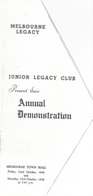 Programme, Junior Legacy Club presents their Annual Demonstration 1948, 1948