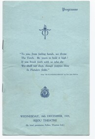 Programme, Physical Culture and Eurythmic Demonstration. With 'Guns of Loos', 1929