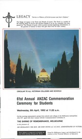 Programme, Annual ANZAC Commemoration Ceremony for Students, 1995