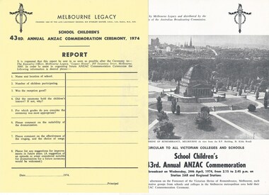 Programme - Document, programme, Annual ANZAC Commemoration Ceremony for Students, 1974