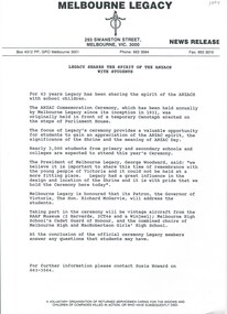 Document, Legacy share the spirit of the Anzacs with students (1994), 1994