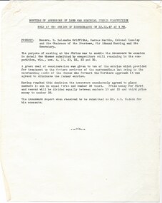 Document, Meeting of the Assessors of 1939 War Memorial Thesis Competition held at the Shrine of Remembrance on 23.12.47 at 4 pm, 1947