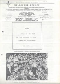 Journal - Newsletter, Legacy Newsletter 1978-1980 (For the members of the Melbourne Legacy Widows' Club), 1978, 1979, 1980