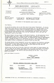 Journal - Newsletter, Legacy Newsletter 1970-1973 (For the members of the Melbourne Legacy Widows' Club), 1970 to 1973