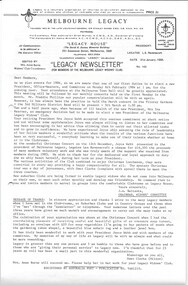 Journal - Newsletter, Legacy Newsletter 1984-1986 (For the members of the Melbourne Legacy Widows' Club), 1984 to 1986