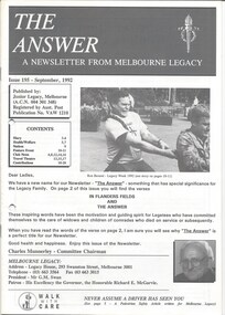 Journal - Newsletter, The Answer. A newsletter from Melbourne Legacy, 1992