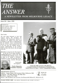 Journal - Newsletter, The Answer. A newsletter from Melbourne Legacy, 1995