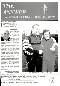 Journal - Newsletter, The Answer. A newsletter from Melbourne Legacy, 1997