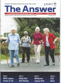 Magazine - Newsletter, The Answer. A Magazine from Melbourne Legacy, 2015 to 2017