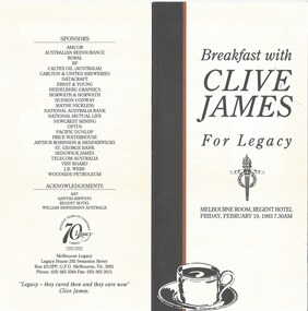 Document, Breakfast with Clive James for Legacy, 1993